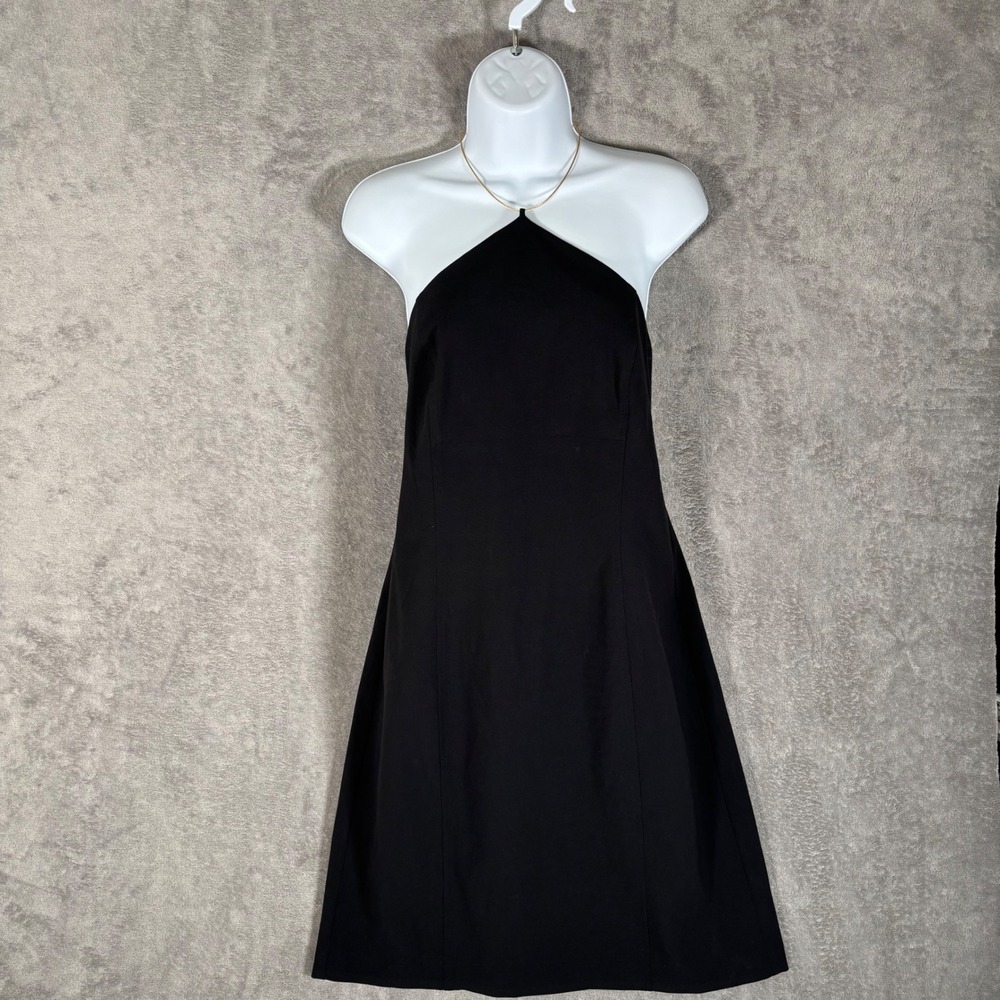 The Limited Black Halter Neck Stretch Mini Dress Size 8 LBD Cocktail Y2K Glam